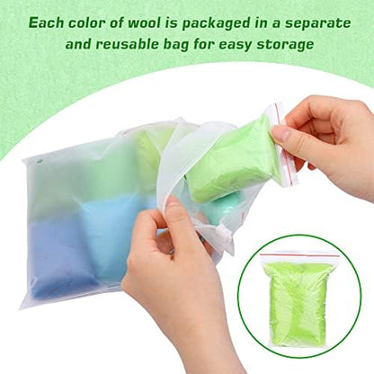 Wonvoc Needle Felting Wool 2.82oz /80g, 8 Colors Wool Roving (Spring) - Image 3