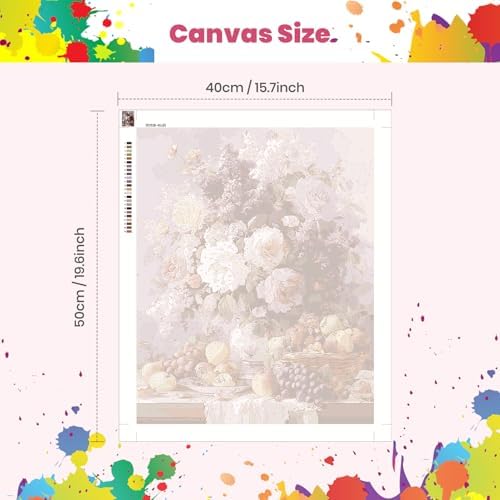 Still Life with Fruits and Flowers Paint by Numbers Kits for Adults, Paint by Number Beginner, Flower, Canvas Painting by Numbers for Adults, Easy Oil Painting Kits for Gifts Home Decor 16x20 Inch - Image 3