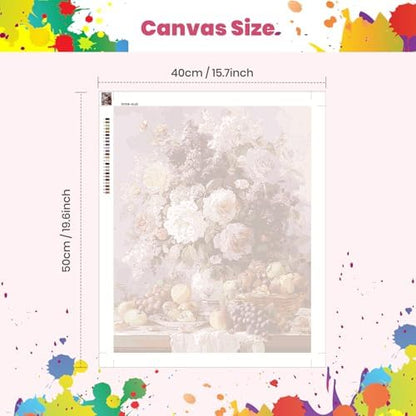 Still Life with Fruits and Flowers Paint by Numbers Kits for Adults, Paint by Number Beginner, Flower, Canvas Painting by Numbers for Adults, Easy Oil Painting Kits for Gifts Home Decor 16x20 Inch - Image 3