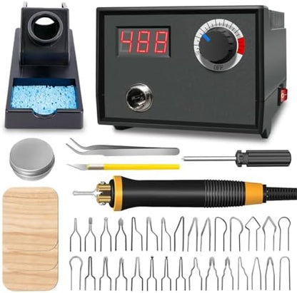 FIRElood Wood Burning Tool,Wood Burning kit Pen 25~750℃,Professional Wood Burning kit,with Digital Thermometer Temperature Adjustable Temperature,1 Wood Burning pens, 30 Wood Burning Pen Tips by FIRElood