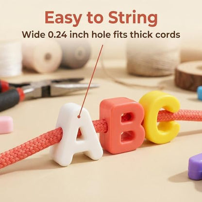 Large Letter Beads 26 Pcs 20mm 3D Paracord Beads Acrylic Colorful Bubble Big Alphabet Bead 6mm Large Hole Chunky Letter Bead for Keychains Purse Bag Charm Kit Backpack (26, Large Letter Beads K) - Image 4