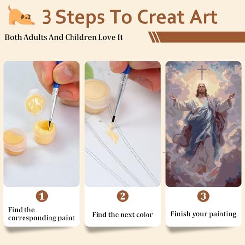 Reivworl Jesus Paint by Numbers Kit for Adults, Jesus Paint by Number for Adults, Painting by Number Kits for Gifts and Wall Decor 16x20Inch - Image 7