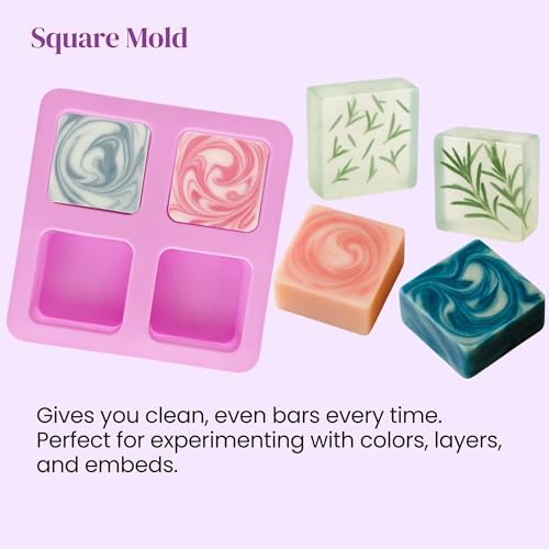 4 Pack Silicone Soap Molds - Rectangle, Square & 2 Oval Soap Making Molds DIY Soap Making Kit Accessories & Tools, Handmade Craft Supplies Mold Set for Soap Kit Adults Art Project - Image 3