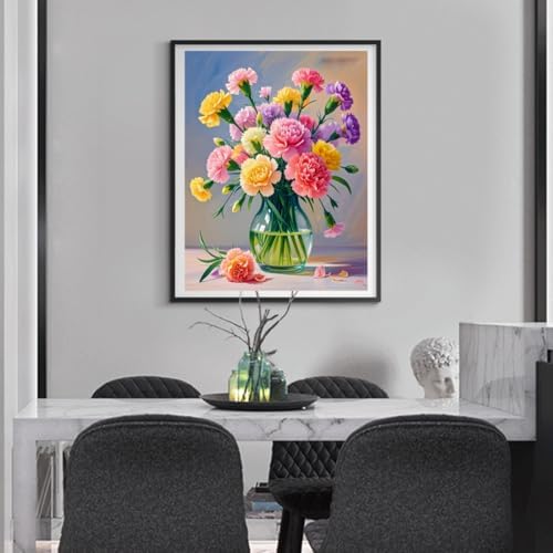 ACANDYL Flower Paint by Numbers Kit for Adults Beginner Paint by Numbers for Adults Carnation Canvas Painting by Number DIY Acrylic Oil Painting on Canvas Arts Craft Decoration 16x20 Inch - Image 4