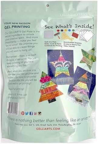 Gelli Arts Christmas Card Kit - Printing Kit with 5 X 5 Gel Printing Plate, DIY Postcards and Printmaking Supplies, Gel Print Set for Beginners, Handmade Card Set - Image 2