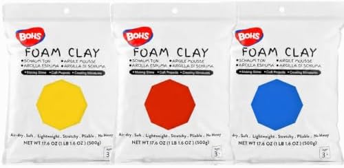 BOHS Foam Clay, 3 Primary Colors, Air Dry Modeling Clay, 3.3 lb by BOHS