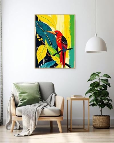 Mowana Paint by Numbers Kit for Adults Beginner – Boho Bird Framed Paint by Numbers for Adults with Easel – Easy DIY Acrylic Oil Painting Kit Canvas Wall Art Decor 8x12inch - Image 2