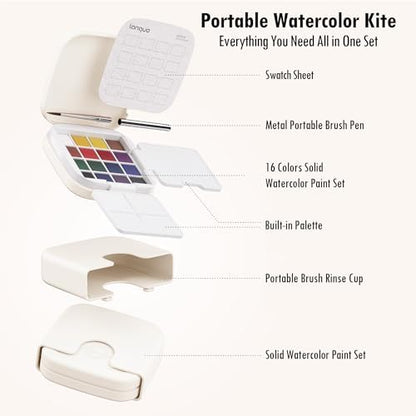 Mini Watercolor Paint Set, Compact Travel Art Kit with 16 Colors - Image 3