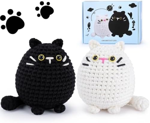Crochet Kit for Beginners-2PCS Cat Crochet Kits for Adults Kids, Crochet Starter Kit with Step-by-Step Video Tutorials, Crochet Animals Kits DIY Craft Knitting Kit Learn to Crochet Kits for Adults by Auspiciousbeginning