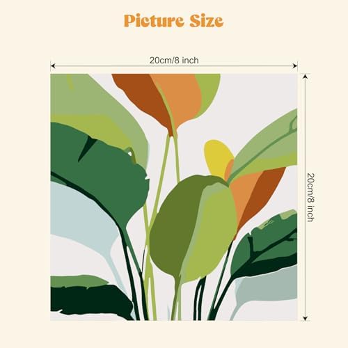MXJSUA 4 Pack Flowers Green Plant Framed Paint by Numbers Kit with Canvas for Adults Beginner, DIY Acrylic Oil Painting Kits with Brushes for Home Wall Decor Gift (8x8 inch) - Image 4