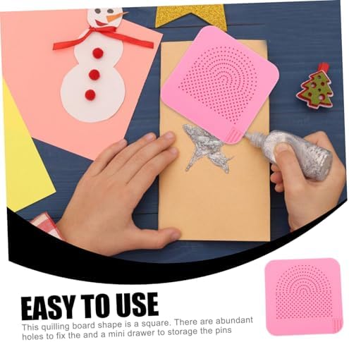 Pink Paper Crafting Quilling Board with Drawer, ABS Stripe Texture - Image 2