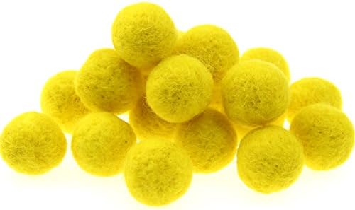 Zasy 30mm Needle Wool Felt Balls Foam Filled Wool Felt Pom Pom Home Decor DIY (Yellow) - Image 3