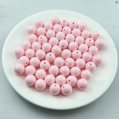 60pcs Acrylic Round Beads for Crafts 14mm Resin Candy Color Spacer Beads with Hole for Jewelry Making Sewing Crafts Decoration Necklaces Bracelets Earrings Supplies(Light Pink) - Image 2
