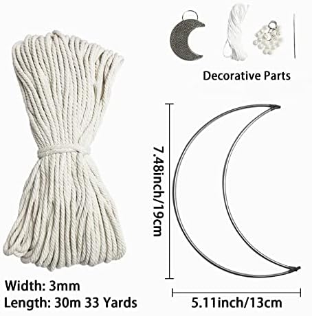 JeogYong Macrame Kit, DIY Moon Dream Catcher Macrame Kits for Kids & Adults Beginners, Includes Metal Hoop Rings Macrame Cord or More Craft Supplies and Materials for Bohemian Wall Decor Dreamcatcher - Image 2