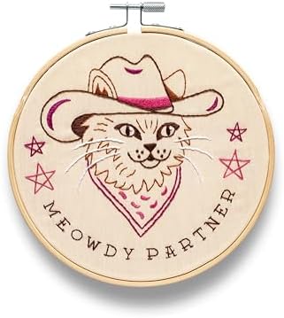 FUNATIC Meowdy Partner Funny Cat Embroidery Kit for Adults by FUNATIC