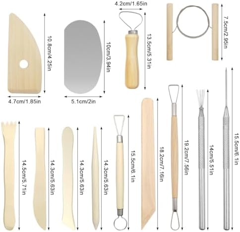 13 Pcs Wooden Clay Tools, Sculpting Tools, Clay Sculpting Tools, Ceramic Tools, Clay Modeling Kit Ceramics Trimming Tools Dotting Tool Molding Clay Accessories Miniature Clay Cutters for Beginner - Image 2