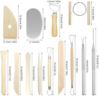 13 Pcs Wooden Clay Tools, Sculpting Tools, Clay Sculpting Tools, Ceramic Tools, Clay Modeling Kit Ceramics Trimming Tools Dotting Tool Molding Clay Accessories Miniature Clay Cutters for Beginner - Image 2