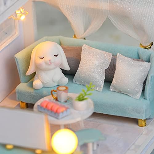 GuDoQi DIY Miniature Dollhouse Kit, Tiny House kit with Furniture, Miniature House Kit 1:24 Scale, Great Gift for Birthday Christmas Day, Beautiful Blue Room - Image 4
