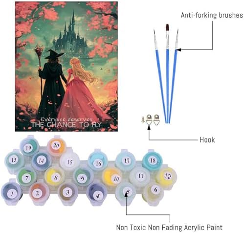 Witch Princess Paint by Numbers Kit for Adults Beginner with Framed - Image 6