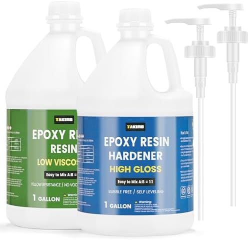 TAKIMO 2 Gal Crystal Clear Epoxy Resin Kit, 1:1 Self-Leveling, Bubble Free by TAKIMO