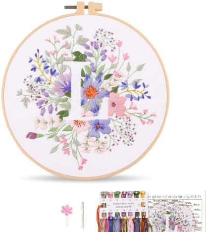 Harimau Letter L Pattern Embroidery Kit for Adult Beginners, Complete Starter Pack with 1 Hoop, Needles, Instruction Guide & Embroidery Stitch Video Tutorials by Unknown