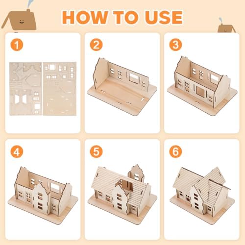 VOSAREA 1 Set DIY Wooden House Model Puzzle for Adults Puzzle for Home and Office Decoration with Smooth Surface and Easy Assembly - Image 6