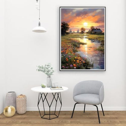 MIRCVSH Sunset Paint by Numbers Kit for Adults Framed,Landscape Paint by Number for Adults Beginner,Adults' Paint-by-Number Kits on Canvas with Wooden Easel for Home Wall Decor 12X16 Inch - Image 3