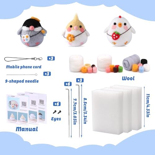 SOCNITC 3 Pcs Animal Needle Felting Starter Kit with Needle Felting Tools - Image 2