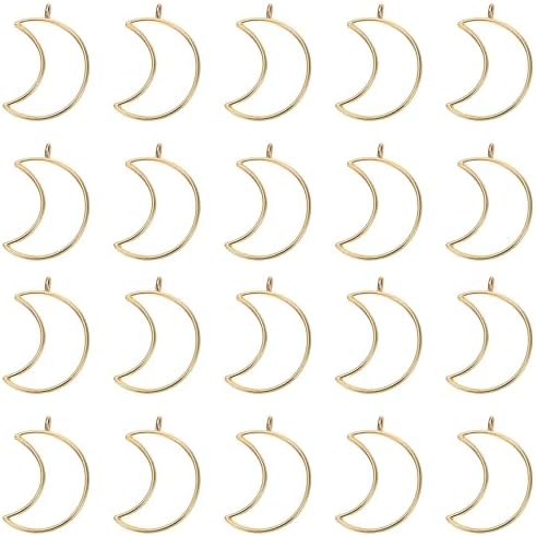 uxcell 25Pcs Alloy Open Bezel Pendants, Moon Hollow Frame Pendant Geometric Open Back Frame Pendant for Resin Jewelry Making Earrings Necklace Bracelet DIY, Rose Gold Tone by uxcell