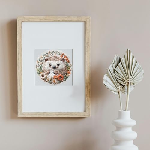 FONNUY Embroidery Kit for Beginners, Cute Hedgehog Stamped Embroidery Patterns Kits for Adults with Hoop, Easy to Follow Sewing Thread Needlework, 8'' Hoop (Tiny Ball) - Image 3