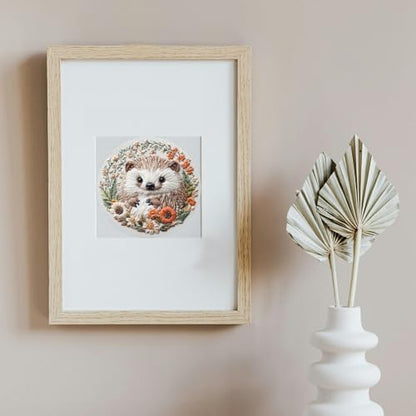 FONNUY Embroidery Kit for Beginners, Cute Hedgehog Stamped Embroidery Patterns Kits for Adults with Hoop, Easy to Follow Sewing Thread Needlework, 8'' Hoop (Tiny Ball) - Image 3