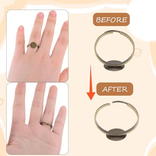 50Pcs Ring Blanks for Jewelry Making Supplies Adjustable Flat Ring Base, 12mm Rings Blanks Jewelry Findings, Silver Gold Rose Gold Black Craft Rings - Image 3