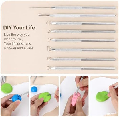 Tovotum 14PCS Ceramic Pottery Clay Sculpting Carving Modeling Tools Set - Image 4