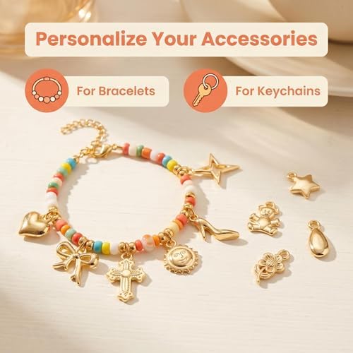Keychain Charms Bulk 30pcs mixed Cute 3D Charms for Keychain Making for Bracelet Earring Jewelry Making DIY Crafts Includes Animal Food Fruit Flower Designs - Image 4