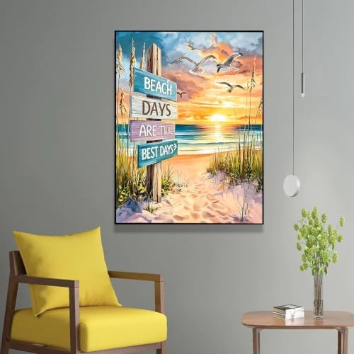 Nancency DIY Paint by Number for Adults,Painting Kits for Adult,Color by Numbers,Paint by Number Canvas Crafts Watercolor for Beginner Room Decor (Beach) - Image 6