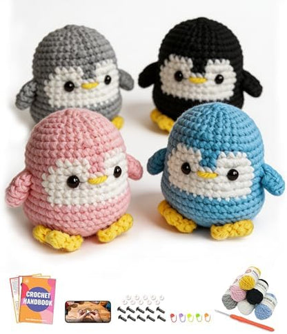 PAITIN Crochet Starter Kit – Easy DIY Craft Set for Adult Beginners, Handmade Yarn Art Project with Video Guidance (Penguin) by PAITIN