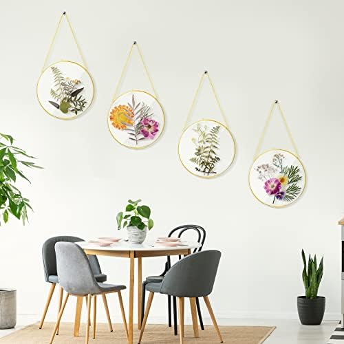 8 Inch 4 Pcs Pressed Flower Frames Double Glass Frame Wall Decor, Gold - Image 4