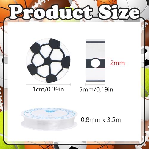 EVERMARKET 100pcs Soccer Beads Polymer Clay Football Softball Beads Charms Soccer Ball Spacer DIY Sports Bead for Necklace Bracelet Handmade Jewelry Making Accessories Supplies - Image 2