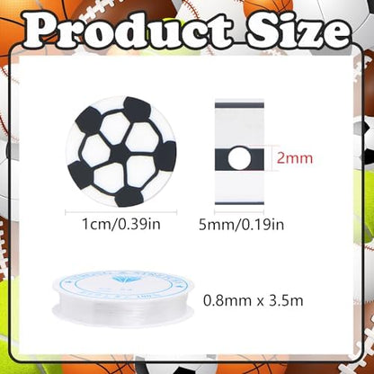 EVERMARKET 100pcs Soccer Beads Polymer Clay Football Softball Beads Charms Soccer Ball Spacer DIY Sports Bead for Necklace Bracelet Handmade Jewelry Making Accessories Supplies - Image 2