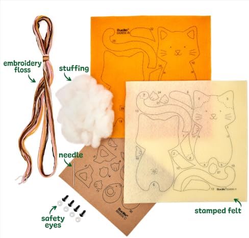 Bucilla, Felties Perfect Pairs Felt Embroidery Craft Kit, for DIY Arts and Crafts Projects, Purrfect Pair, Set of 2 - Image 2