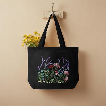 ERKOON Canvas Tote Bag Embroidery Kit for Beginners, Floral Arts Crafts Cross Stitch Kits for Adults Including Stamped Embroidery Bag with Hoops, Needle, Instruction and Color Threads (Lavender) - Image 4