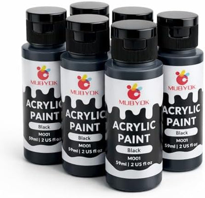 MUBYOK 2oz Black Matte Acrylic Paint Set for Car Freshie Painting, Drawing and DIY Arts & Crafts Supplies for Adults(Pack of 6) by MUBYOK