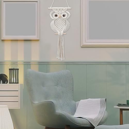 FREEBLOSS Macrame Owl Kit for Beginners Macrame Owl Wall Hanging Tapestry Kit Creative DIY Macrame Owl Boho Macrame Wall Hanging DIY Macrame Kit with Video Tutorial - Image 4