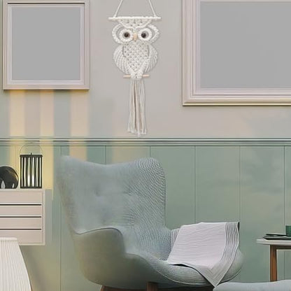 FREEBLOSS Macrame Owl Kit for Beginners Macrame Owl Wall Hanging Tapestry Kit Creative DIY Macrame Owl Boho Macrame Wall Hanging DIY Macrame Kit with Video Tutorial - Image 4
