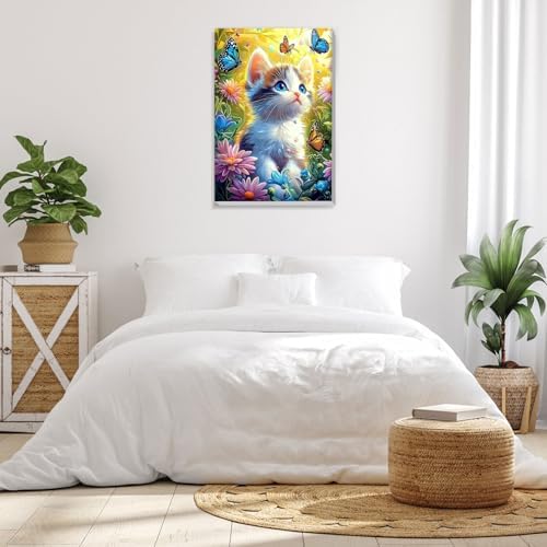 Bowetile Framed Paint by Numbers Cat for Adults Beginners, Adults' Paint-by-Number Cat Kits, Easy Adult Paint by Number Kits on Canvas, Acrylic Animals Number Painting for Home Decor, 8x12in - Image 4