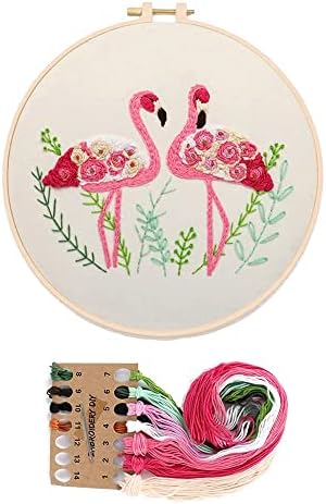 YANCAIYUNL Embroidery Kit for Beginners Flamingo Cross Stitch Embroidery Starter Kit DIY Handmade Needlework for Adults Beginner Tool Kit by YANCAIYUNL