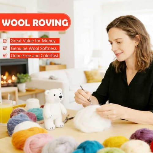3.4oz Needle Felting Wool Red-Brown for DIY Needle Craft Enthusiasts - Image 4