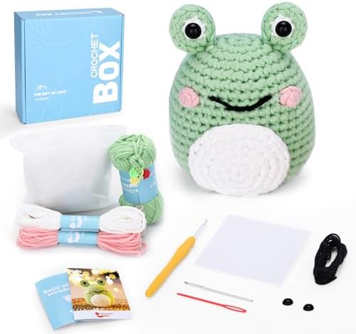 CrochetBox Frog Crochet Kit for Beginners, Easy Craft for Adults by CROCHETBOX