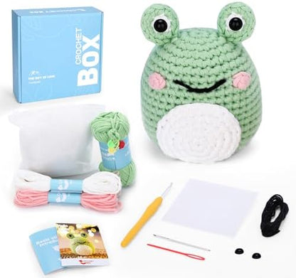 CrochetBox Frog Crochet Kit for Beginners, Easy Craft for Adults by CROCHETBOX