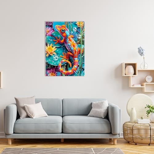 MAXBYE Chameleon Framed Paint by Numbers Kits for Adults with Wooden Easel, Easy DIY Adult Paint by Number Kits on Canvas, Paintings Kit for Beginners Gift Home Wall Garden Decor 10×14 Inch - Image 4